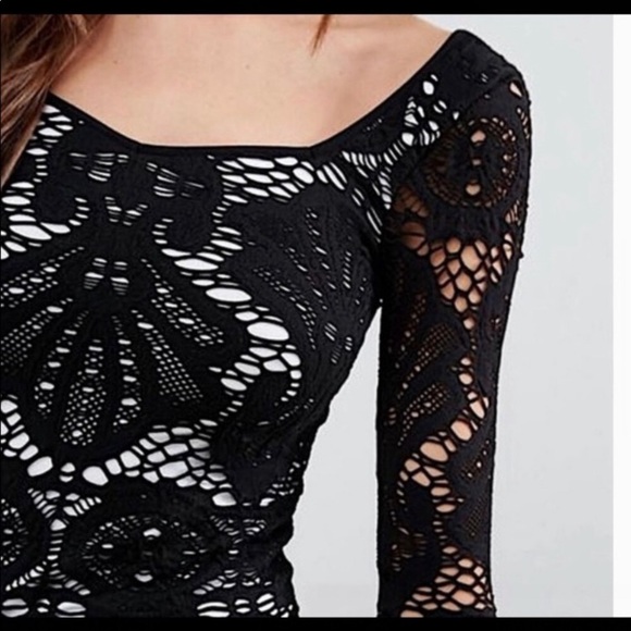Free People Lace Stretch Bodycon Dress M L - Picture 2 of 6